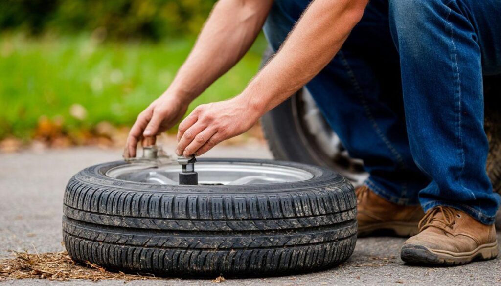 Устранение прокола колеса